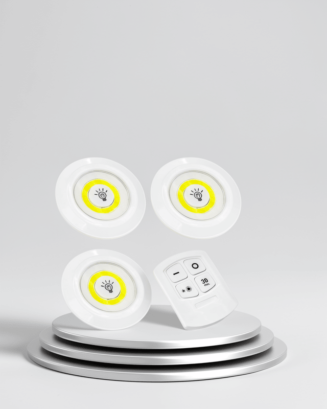 3'lü Kablosuz Led Spot Lamba Uzaktan Kumanda İle Kontrol Edilebilir Yapışkanlı
