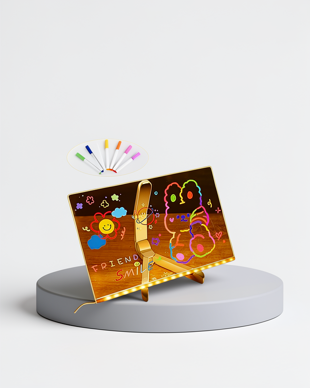 Şeffaf Mesaj Tahtası LED Aydınlatma ile – 30x20 cm, Neon Etkili Yazılar İçin