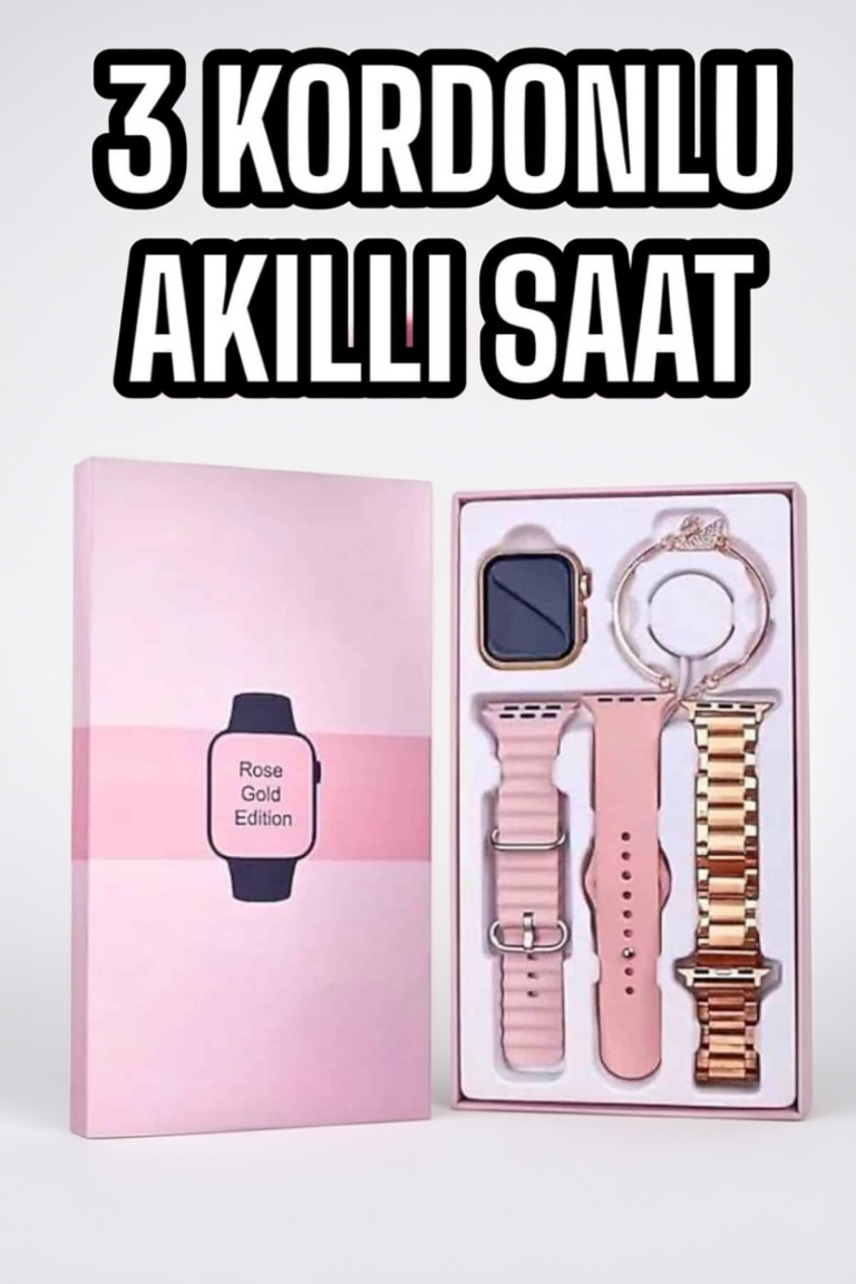 Akıllı Saat Amoled Ekran 3 Kordonlu Aksesuar Hediyeli Sesli Görüşme
