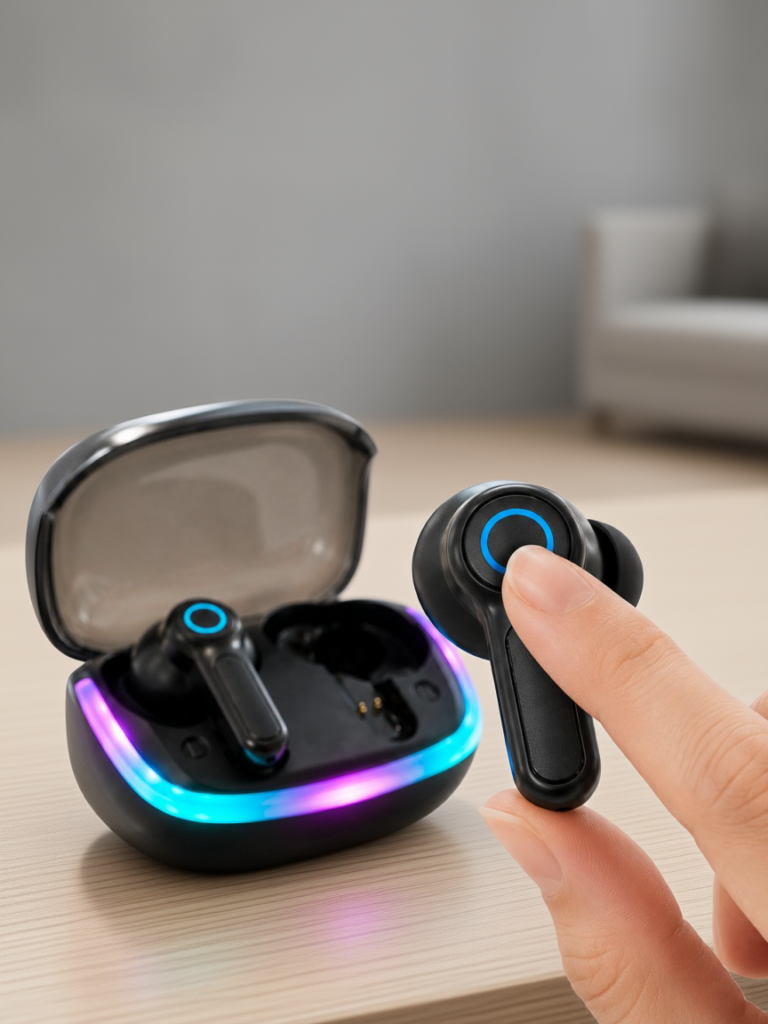Bluetooth 5.4 TWS Kablosuz Kulaklık Quad ENC Mikrofonlu RGB Şarj Kutulu HD Ses