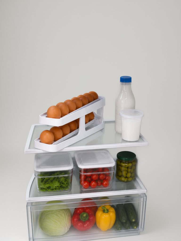 Buzdolabı Yumurta Düzenleyici İki Katlı Kayar Raylı Yumurta Organizeri