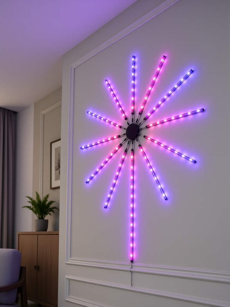 Dekoratif RGB Fireworks LED Duvar Işığı Çok Renkli Telefon Kontrollü LED Aydınlatma