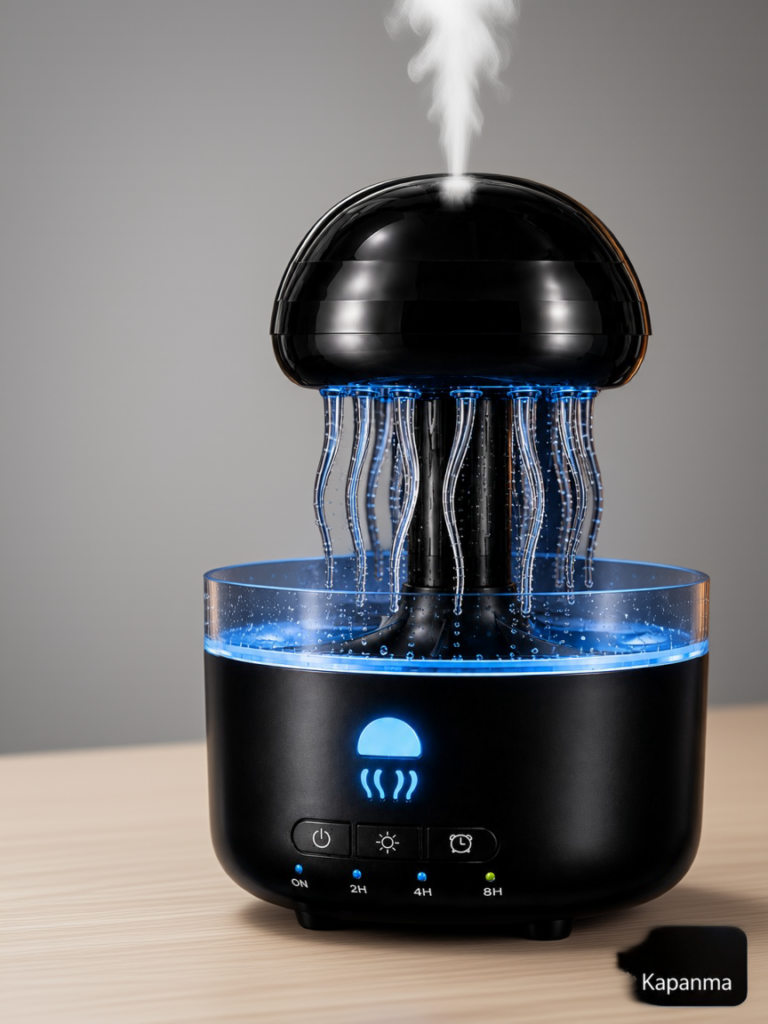 Denizanası Tasarımlı Ultrasonik Hava Nemlendirici RGB LED Işıklı Sessiz Buhar Makinesi Zaman Ayarlı
