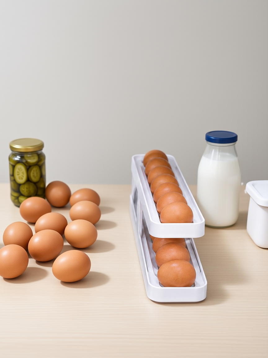 Kayar Ray Sistemli Buzdolabı Yumurta Saklama Düzenleyici Organizer