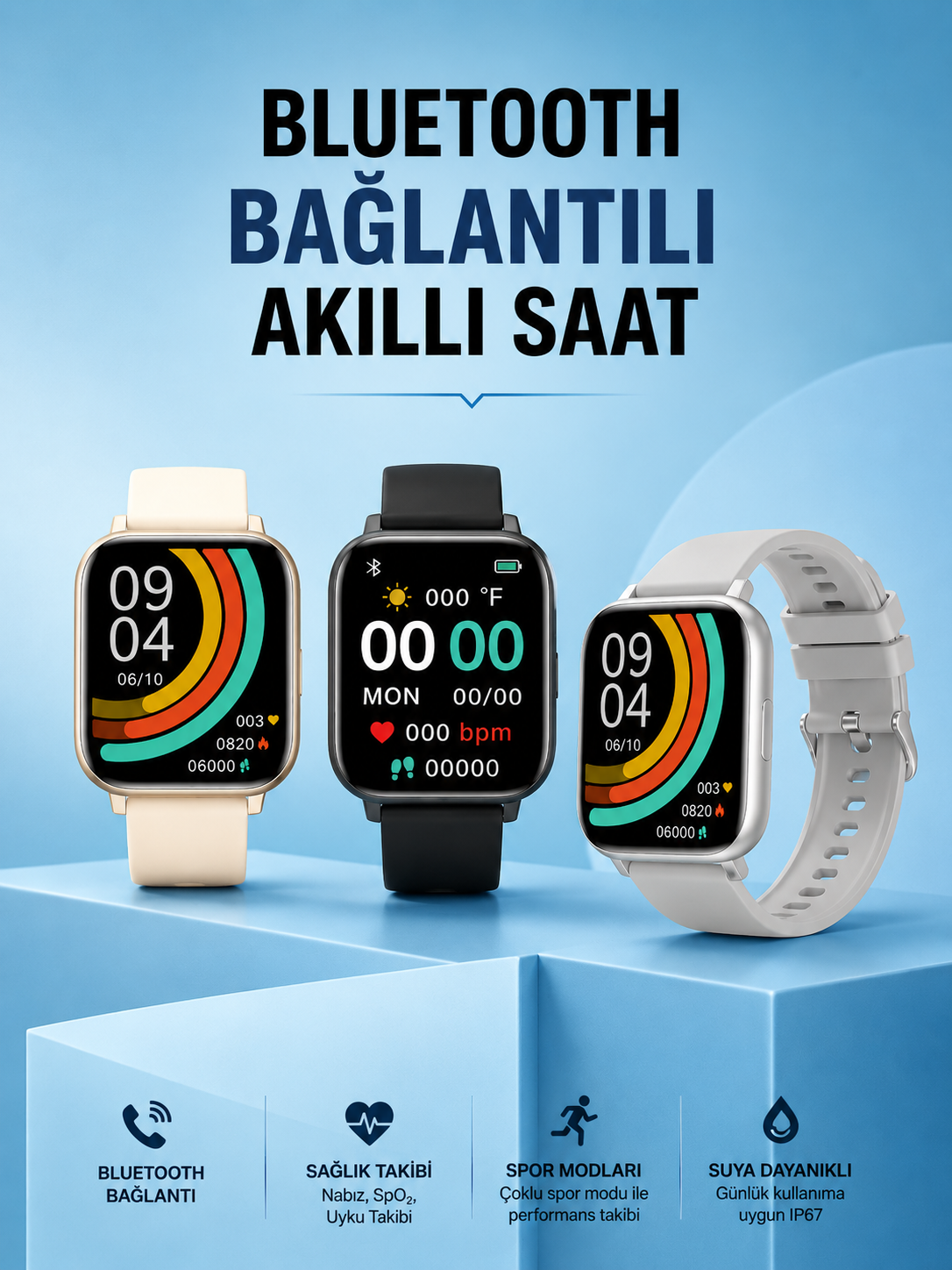 Titreşimli, Sağlık Takipli, Yeni Nesil Akıllı Saat  400mAh Batarya Kapasiteli