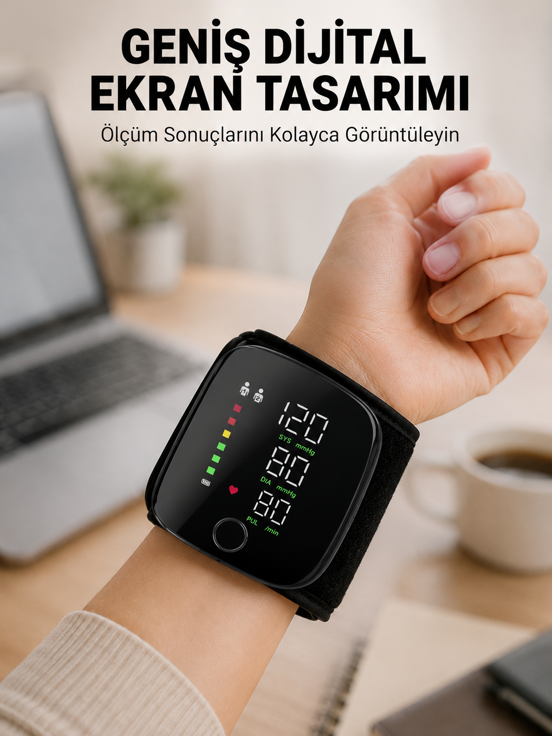 Evde Günlük Kullanıma Uygun Şarjlı Bilekten Tansiyon Ölçüm Cihazı