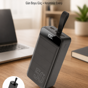 Hızlı Taşınabilir 50.000 Mah Powerbank Led Ekran Android ve İOS Uyumlu Yeni Nesil