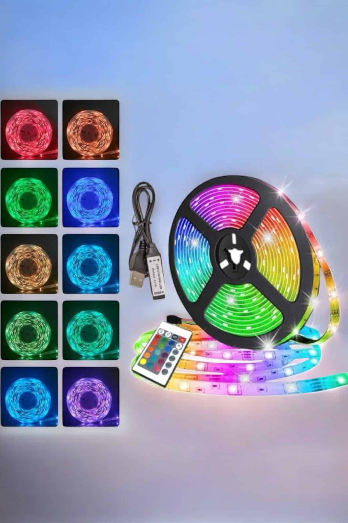 Yeni Nesil RGB Işıklı 10Metre Şerit LED Kumandalı Kullanım