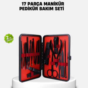 17 Parça Profesyonel Manikür Pedikür Seti Paslanmaz Çelik Siyah Kutu