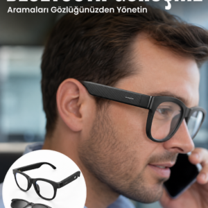 Yapay Zekâ Destekli Kablosuz Akıllı Gözlük Bluetooth Görüşme Müzik Dinleme ve Manyetik Şarj Özellikli