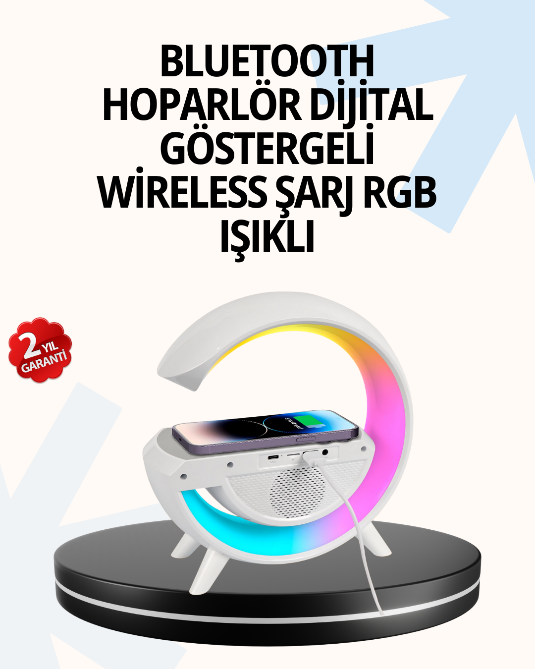 15W Hızlı Şarj Destekli LED Atmosfer Işığı ve Alarm Fonksiyonlu Lamba