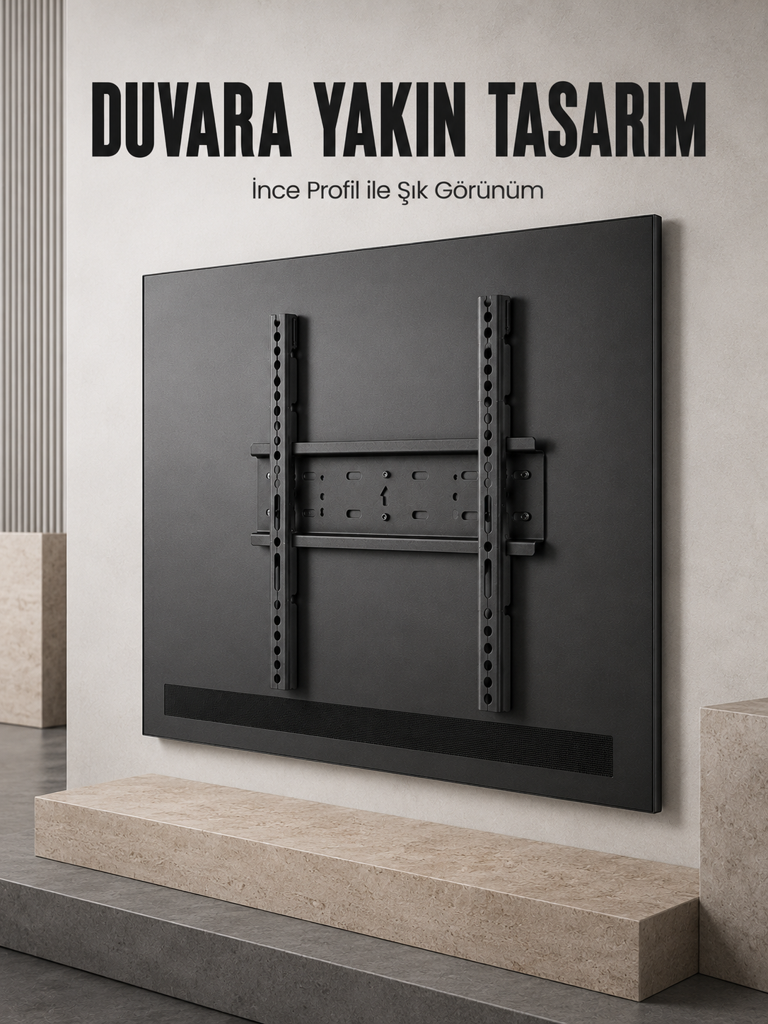 Sabit Televizyon Askı Aparatı 50"-95" İnce Profil Sağlam Metal TV Duvar Braketi