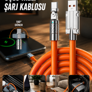 3 İn 1 Süper Hızlı Şarj Kablosu Android ve İOS Uyumlu Silikon Şarj Kablosu
