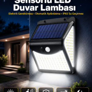 Güneş Enerjili Sensörlü Duvar Lambası Bahçe Lamba Suya Dayanıklı Bahçe Aydınlatma