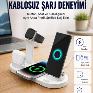 Masaüstü Düzenleyici 4’ü 1 Arada Kablosuz Şarj Aksesuarı Yeni Nesil