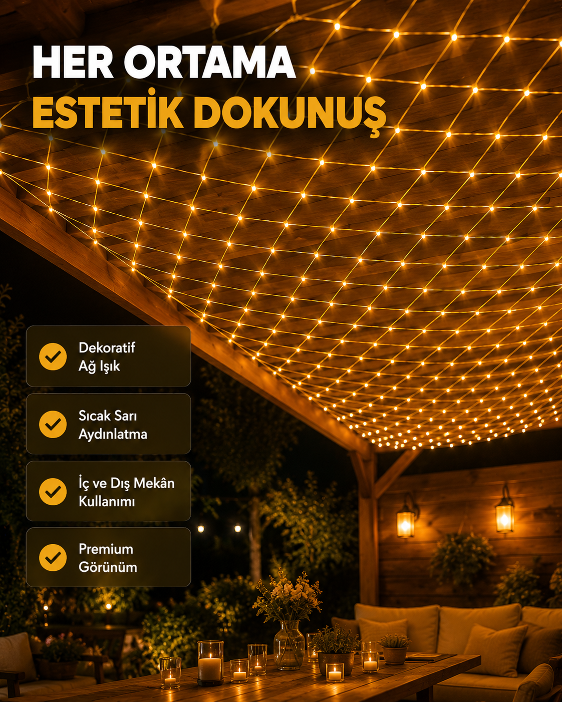 Dekoratif File LED Işık Ağ Tasarımlı Ortam Aydınlatma Süs Lambası