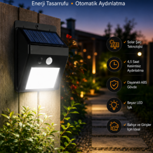 Solar Lamba Giriş, Bahçe Yol Avlu Hareket Sensörlü Led Parlak Gece Su Geçirmez