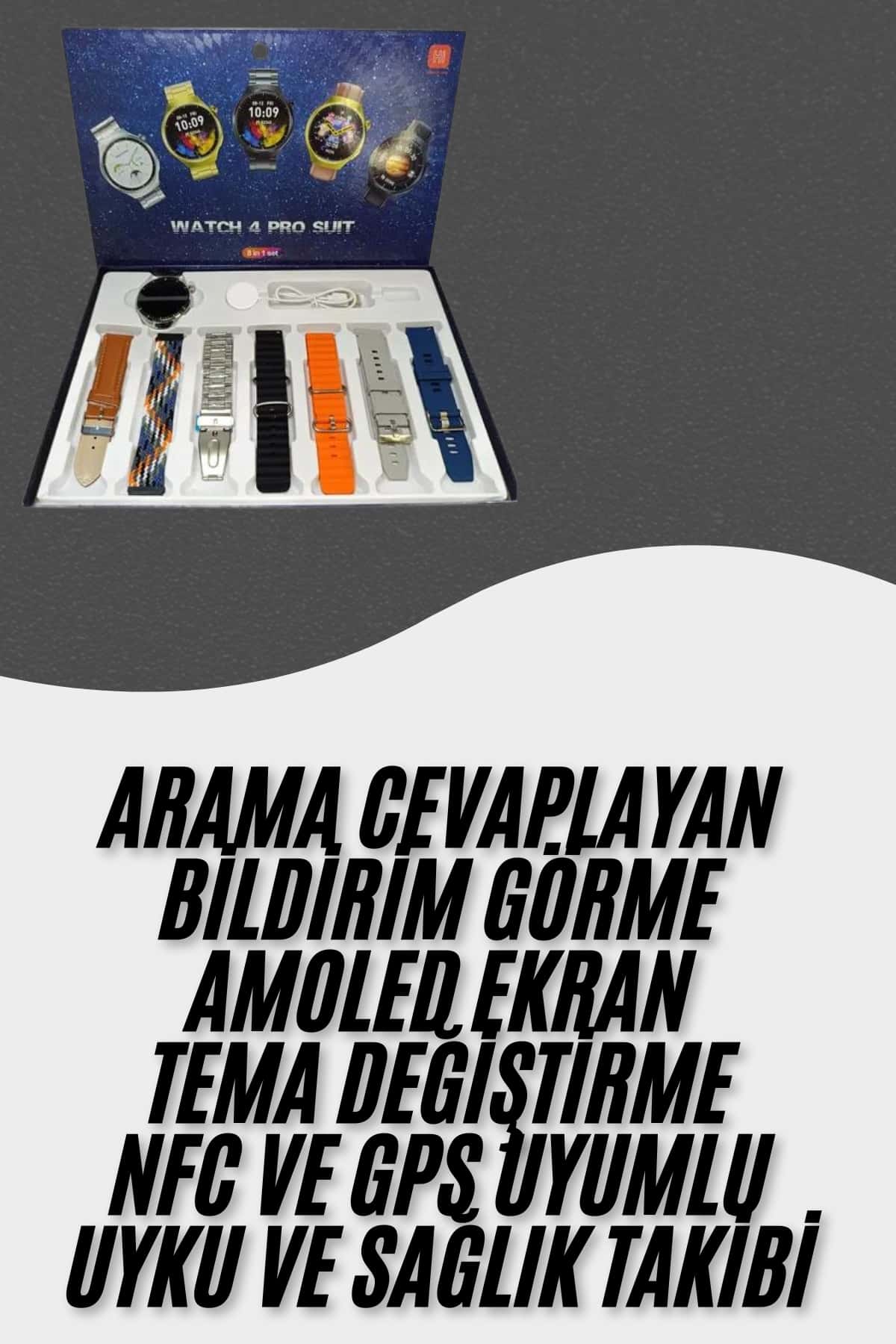Akıllı Saat Çoklu Kordon Seçenekli Dokunmatik Ekran Nabız Sensörlü