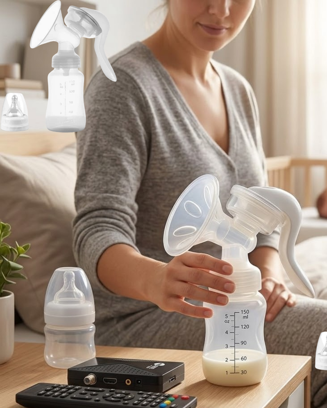 Masaj ve Sağım Özellikli Manuel Süt Pompası Sessiz Kullanım 180 ML