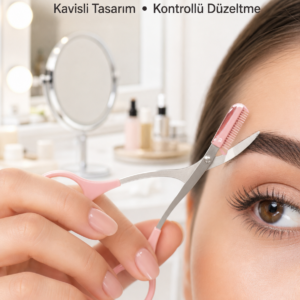 Kavisli Kaş Kirpik Düzeltici Bıyık Alma Taraklı Kaş Makası Yüz Bakım Seti Makas