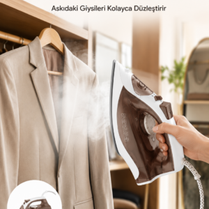 Kahverengi Buharlı Ütü 2200W Sürekli Buhar 120 g Şok Buhar