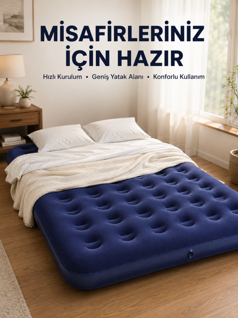 Kamp ve Festival İçin Şişirilebilir Yatak Çift Kişilik Sağlam Yapı