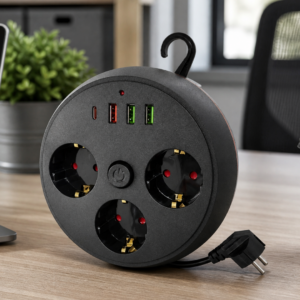 Akım Korumalı Çoklu Priz 3 Priz 3 USB 1 Type C 2 Metre Kablo Güvenli Şarj