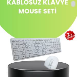 Ergonomik Kablosuz Klavye Mouse Takımı - Tam Boy, Sessiz ve Güvenilir