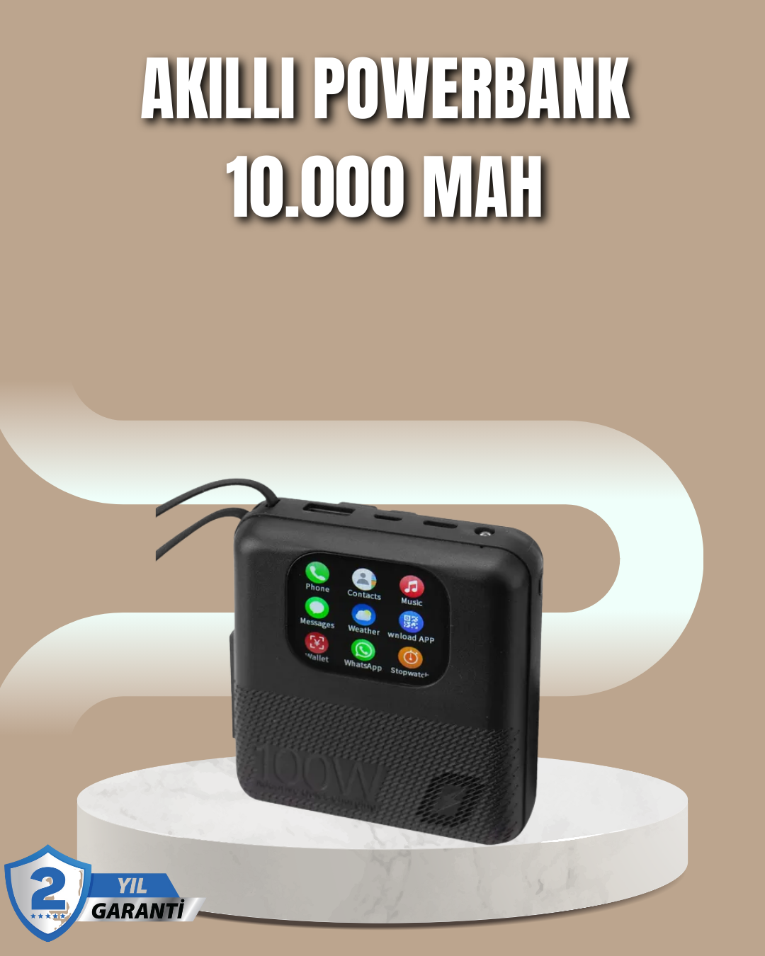Akıllı Bildirim Ekranlı 10000 mAh Powerbank ve Aktivite Takip Cihazı