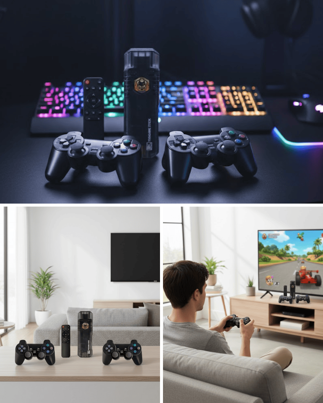 Kablosuz Gamepad Denetleyici Çift Sistem Retro Oyun Konsolu HDMI Uyumlu HD Çıkışlı