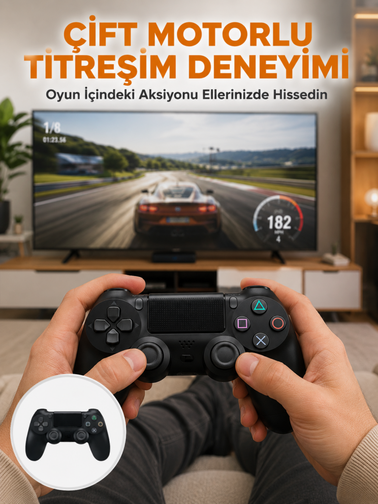 Kablosuz Titreşimli Oyun Kolu – Yüksek Hassasiyetli Analog Kontrol ve Ergonomik Tutma Yeni Nesil