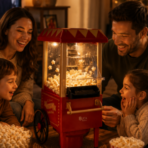 Sıcak Hava Popcorn Makinesi Yağsız Mısır Patlatıcı Nostaljik Tasarım