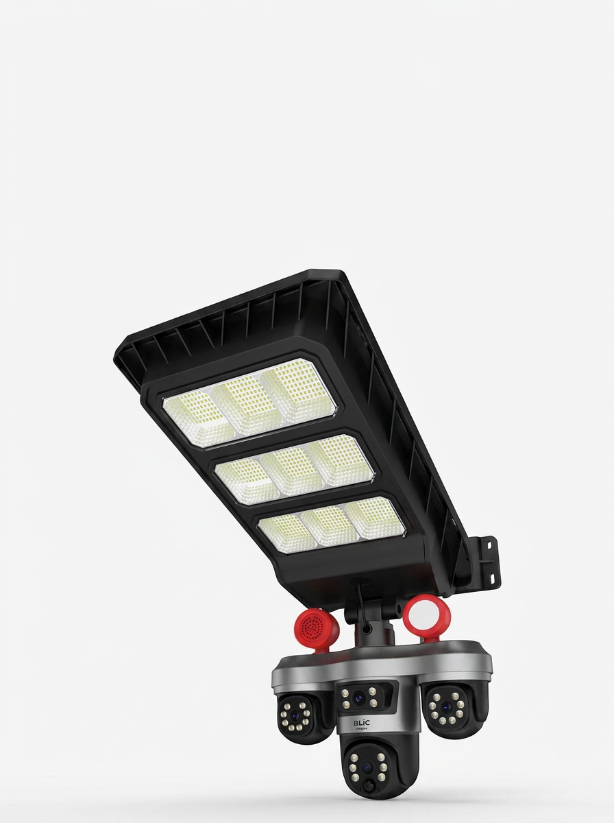 Solar Panelli Akıllı Güvenlik Kamerası LED Projektörlü