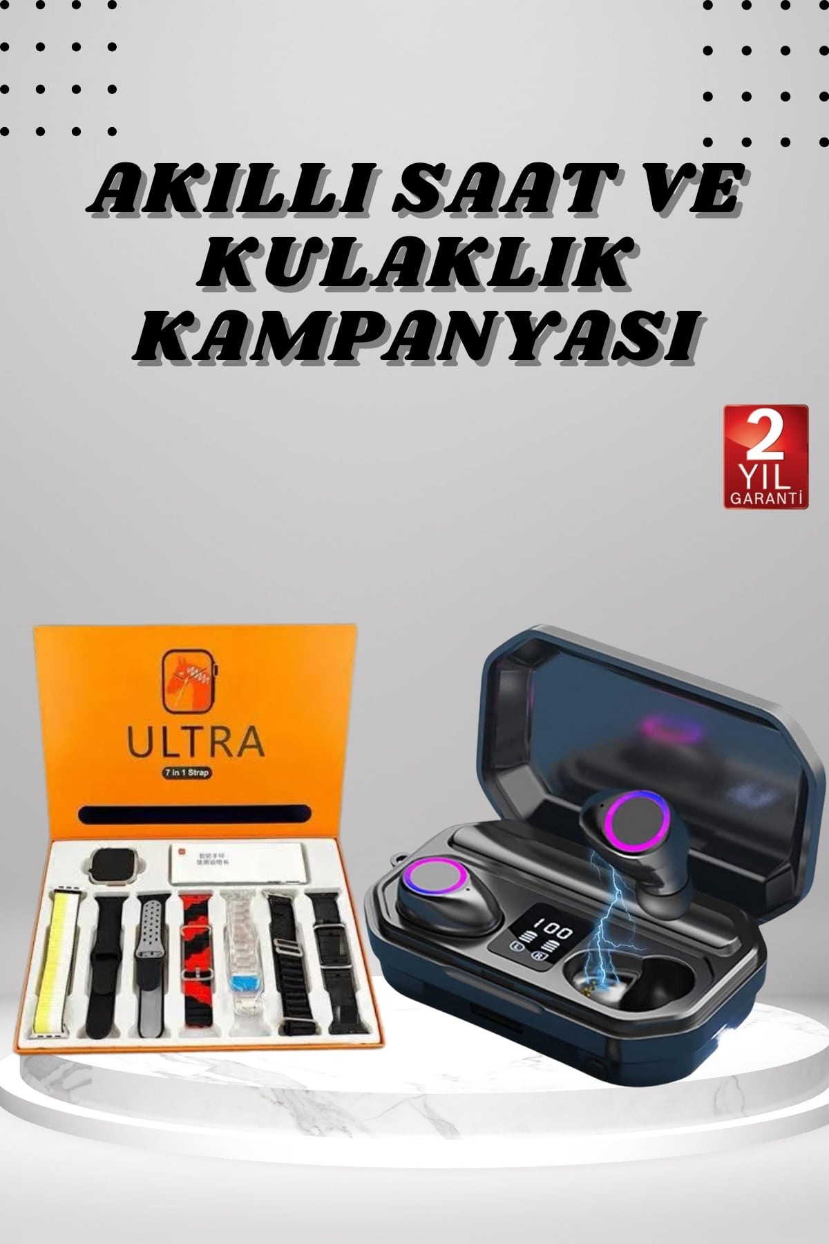 Dijital Göstergeli Powerbankli Bluetooth Kulaklık ve Yeni Nesil Akıllı Saat Kampanyası