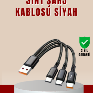 3’ü 1 Arada Hızlı Şarj Kablosu – iOS Android Type-C Uyumlu
