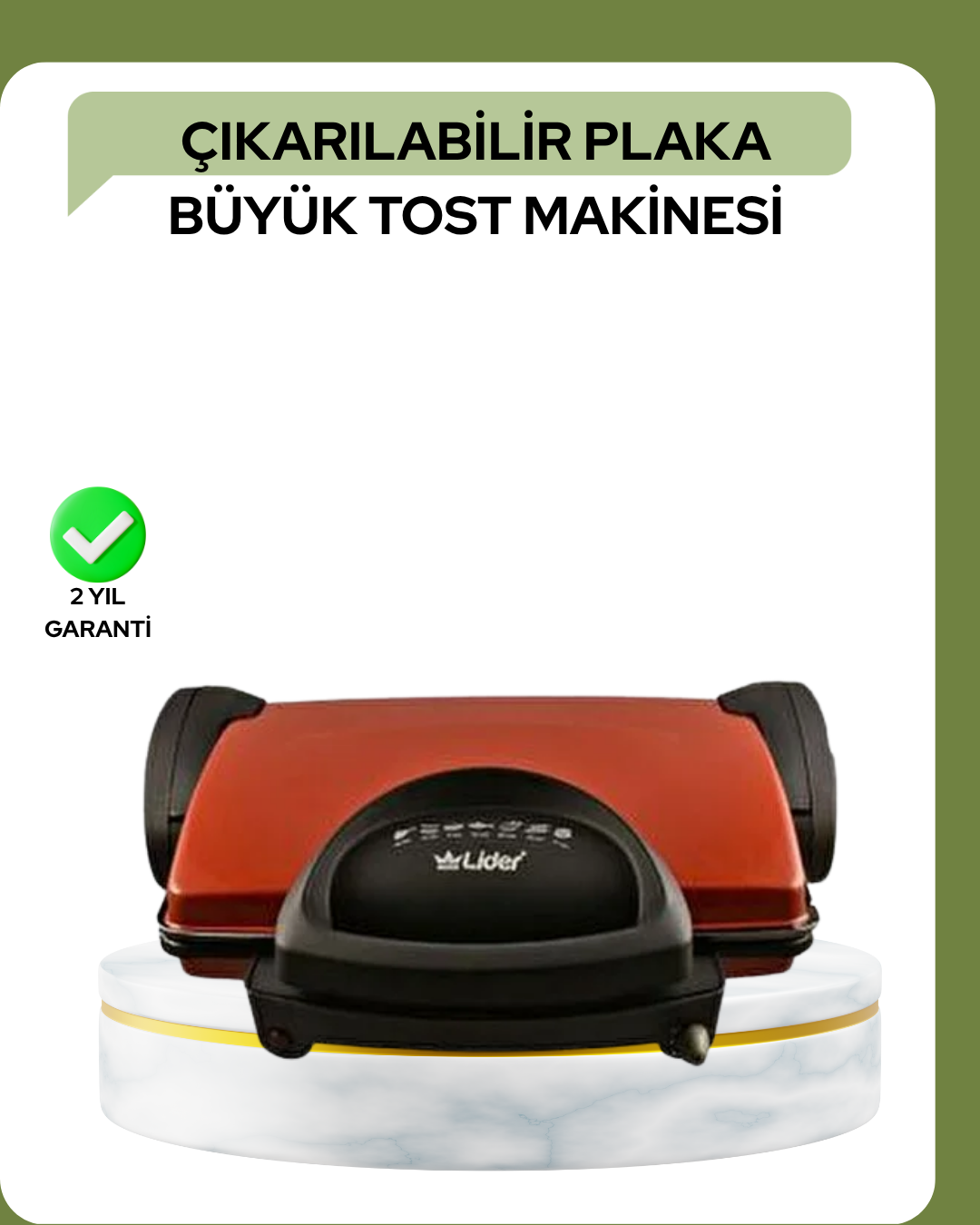 2000 Watt Teflon Tost Makinesi – Geniş Plaka, Ayarlanabilir Isı, Kolay Temizlik