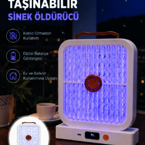 Taşınabilir Şarjlı Sivrisinek Öldürücü 365NM UV Işıklı Beyaz Model