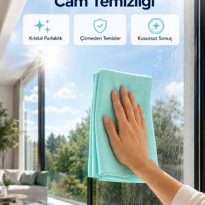 Çok Amaçlı Mikrofiber Cam Bezi Cam Ayna Duşakabin ve Parlak Yüzey Temizlik Bezi