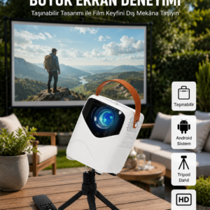 HD Ayaklı Portatif Projeksiyon Cihazı Android İşlemcili Sinema Projektörü