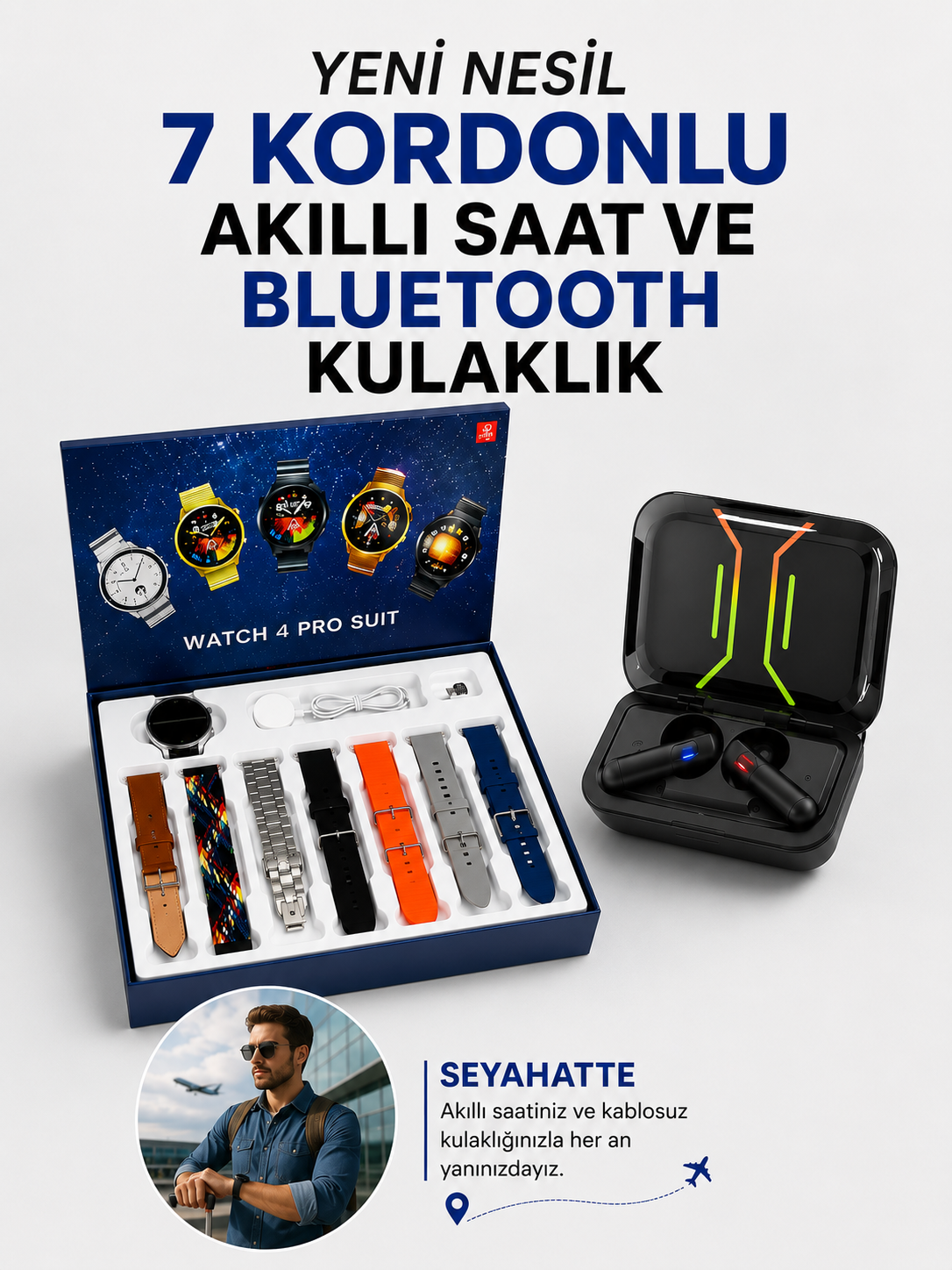 2025 Model Kablosuz Kulaklık ve Yeni Nesil Akıllı Saat Metal Kayış Plastik Kayış