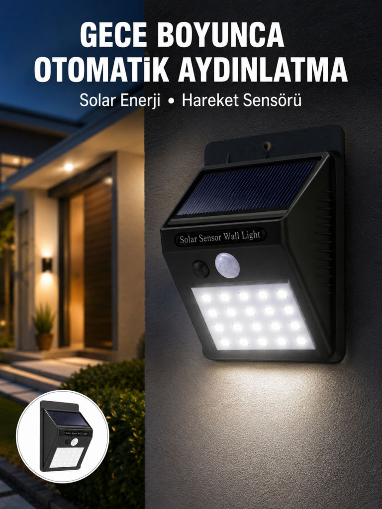 Su Geçirmez 20 LED Solar Aydınlatma | Dış Mekan için PIR Hareket Sensörü ile Akıllı Işık Yeni Nesil