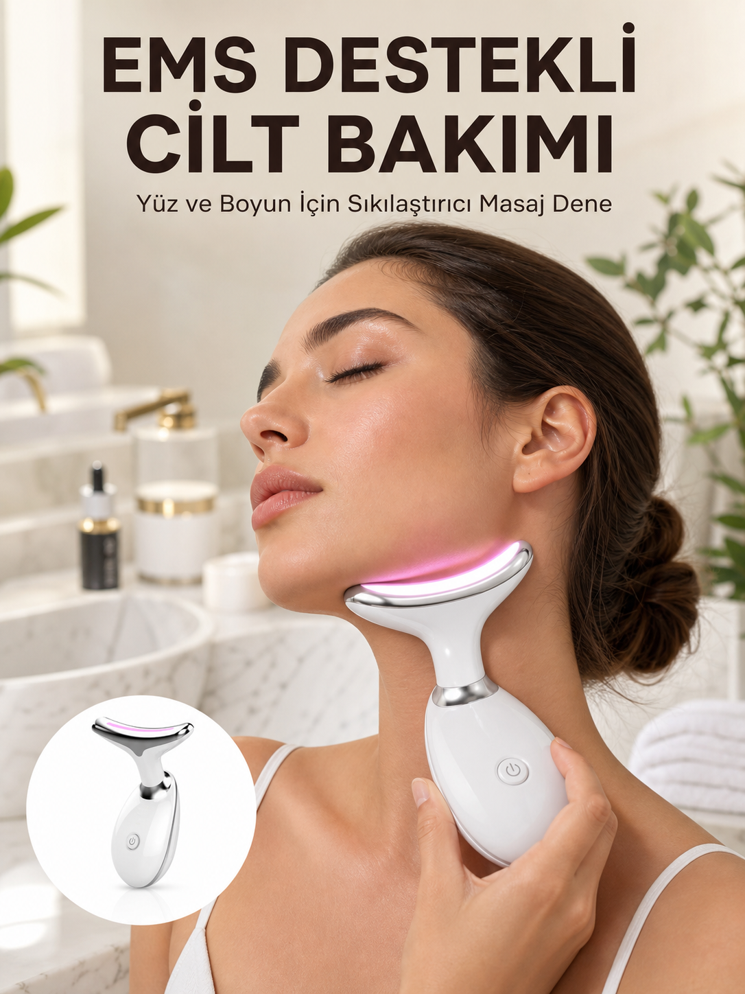 Cilt Yenileyici Şarjlı Güzellik Aleti – Pozitif/Negatif İyon, Titreşimli Masaj ve Kırmızı-Mavi-Yeşil Işıkla Yeni Nesil