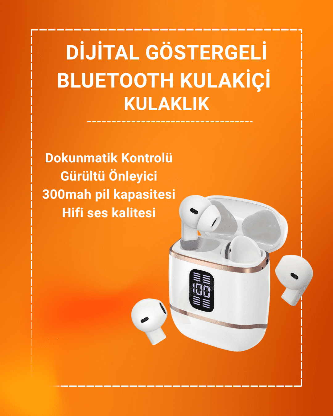Çift Kulaklıklı Bluetooth Kulaklık – 4 Adet, ANC-ENC, Şarj Kutulu, Dijital Göstergeli