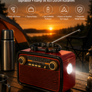 Eskitme Nostalji Tasarımlı Bluetoothlu Nostalji Radyo Ahşap Nostaljik Görünümlü