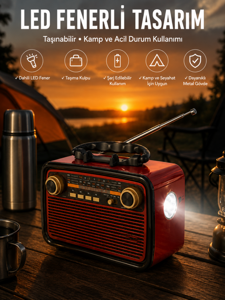 Eskitme Nostalji Tasarımlı Bluetoothlu Nostalji Radyo Ahşap Nostaljik Görünümlü