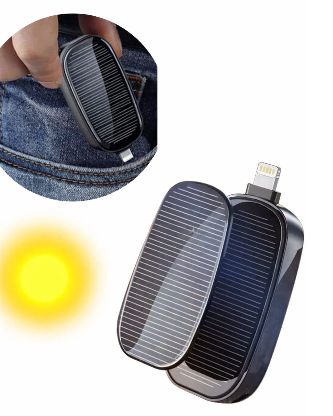 Güneş Enerjili Mini Powerbank 1200mAh Ultra İnce Taşınabilir