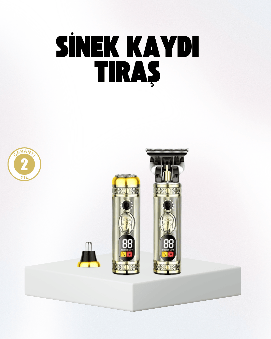 2’si 1 Arada Saç ve Sakal Düzeltici Seti – T Bıçaklı, 8 Farklı Kılavuz Tarağı
