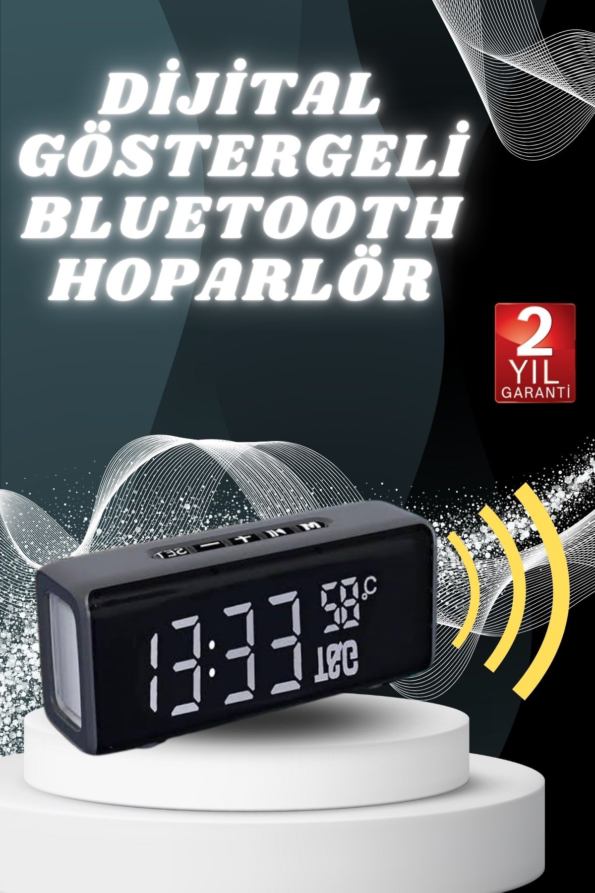 Kancalı Saat Göstergeli Taşınabilir Bluetooth Hoparlör Speaker Dijital Göstergeli