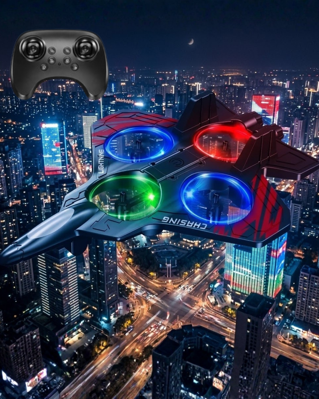 LED Işıklı Oyuncak Drone Fighter Jet Tasarımlı Uzaktan Kumandalı Uçak