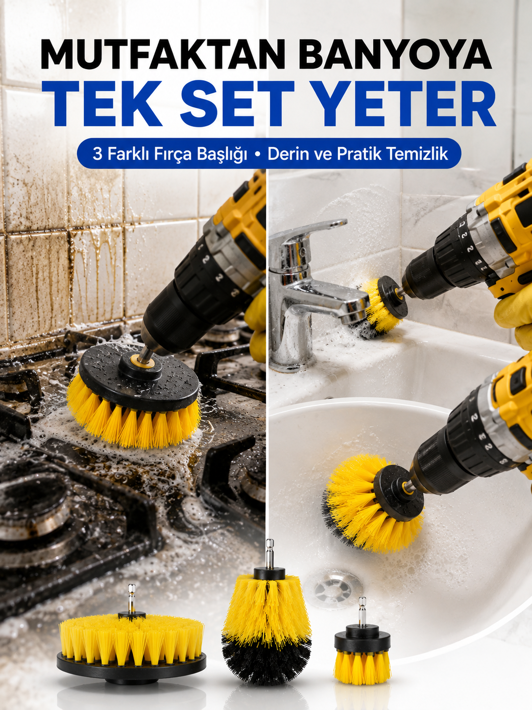 Profesyonel Matkap Ucu Temizlik Fırçası 3’lü Set